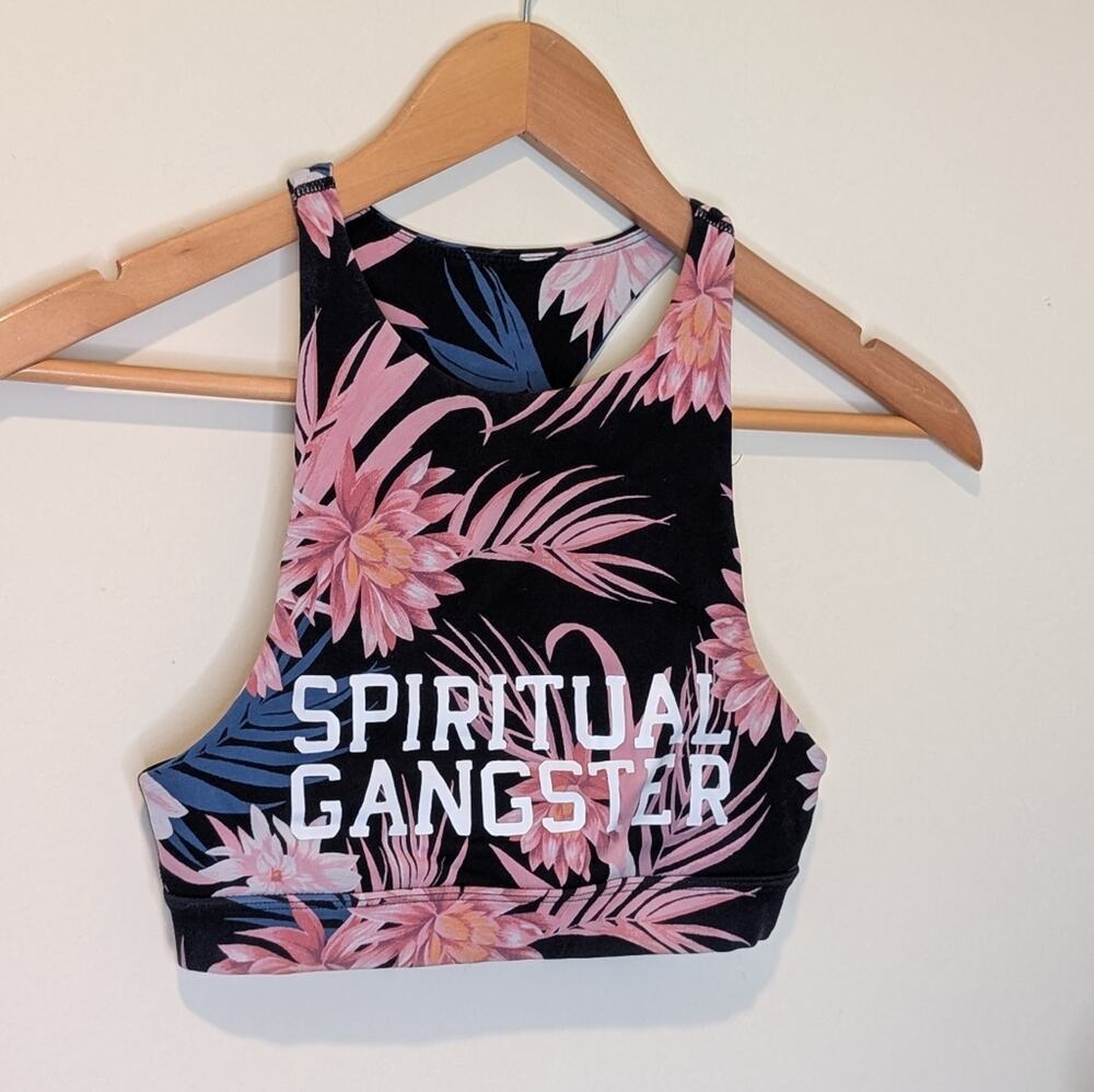 Spiritual Gangster Floral High Neck Sports Bra – Size Small